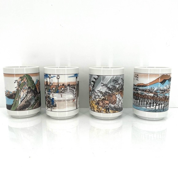 Set Di 2 Tazze Da Tè Giapponesi Yunomi - Ceramica Marrone Con Motivo Fiore - Fatte A Mano, Lavabili In Microonde - 2